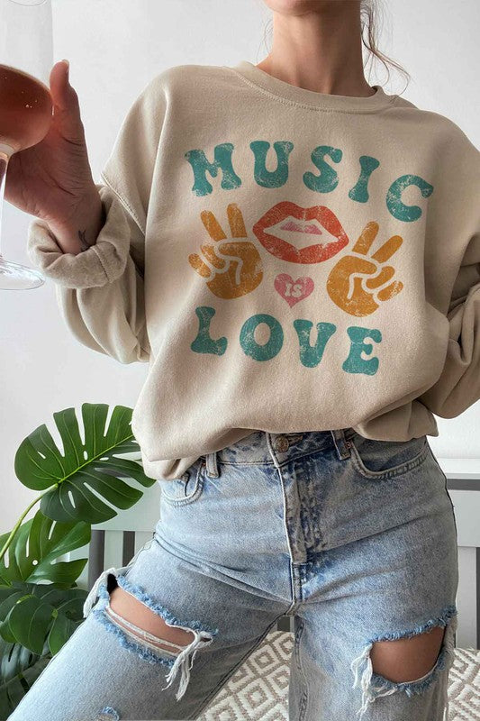 Music is Love Graphic Sweatshirt
