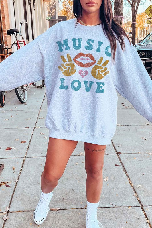 Music is Love Graphic Sweatshirt