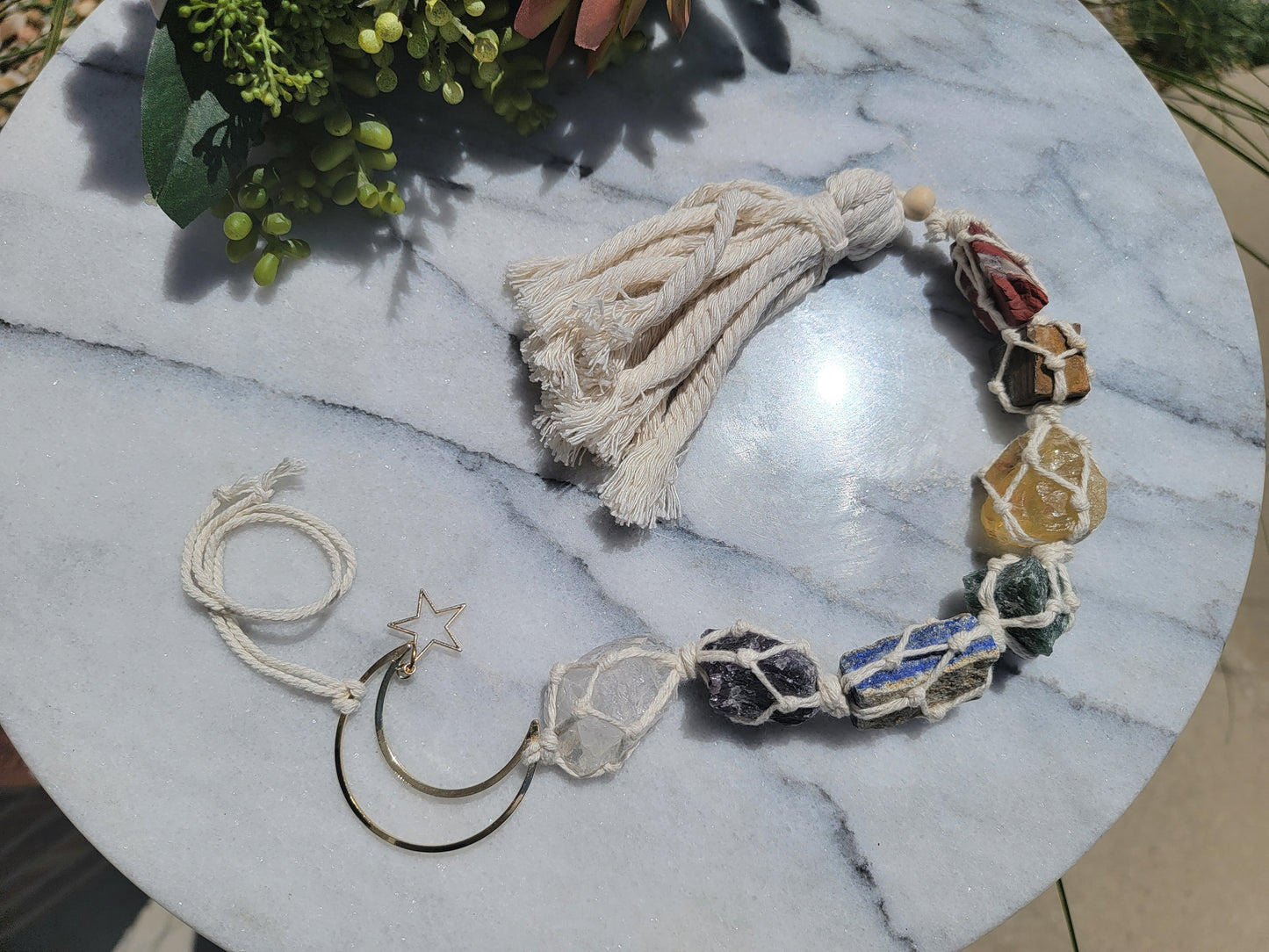 7 Chakra Ornament Rough Crystals Chakra healing decor