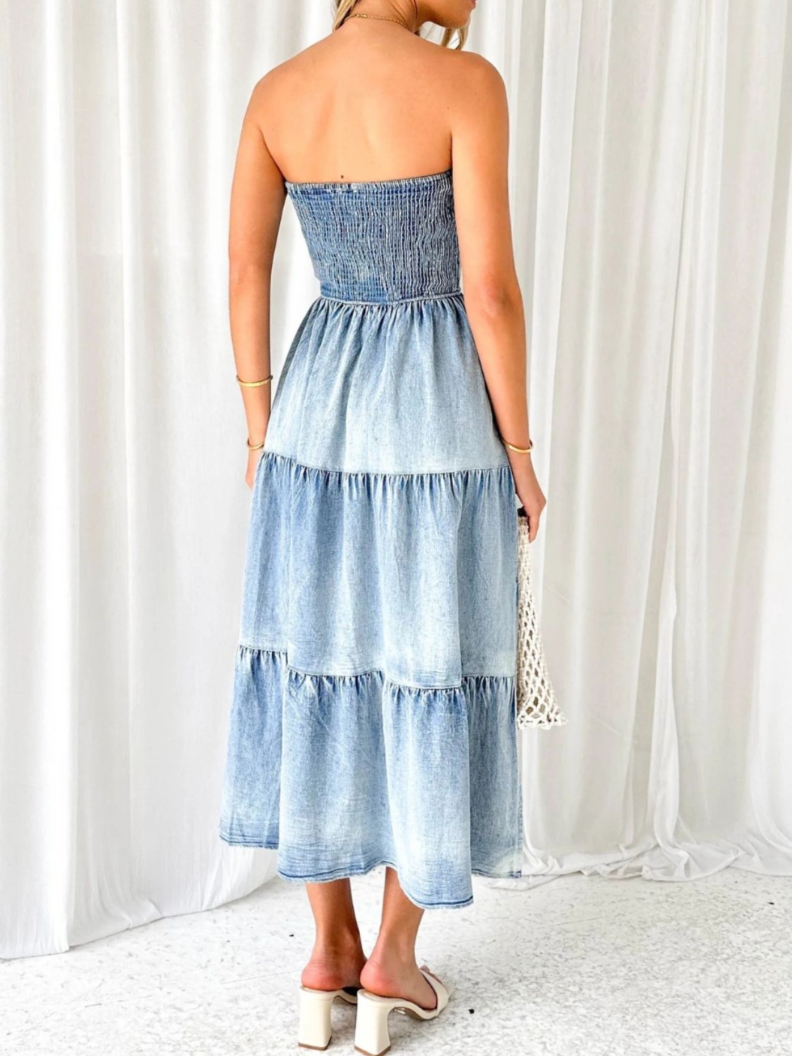 Tube Tiered Denim Dress