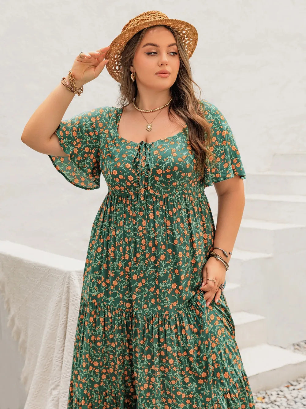 plus size maxi dresses with short sleeves Short Sleeve Plus Size Maxi Dresses With Pockets White Mark Plus Size Short Sleeve V-neck