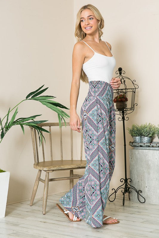 Bohemian Smocked Wide Leg Pants