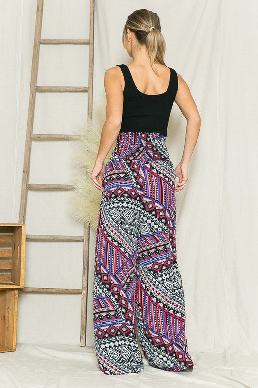 Bohemian Smocked Wide Leg Pants