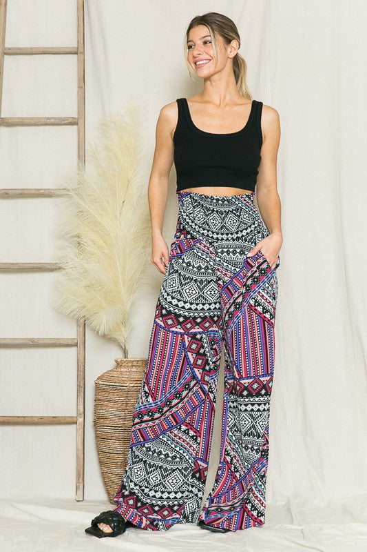 Bohemian Smocked Wide Leg Pants