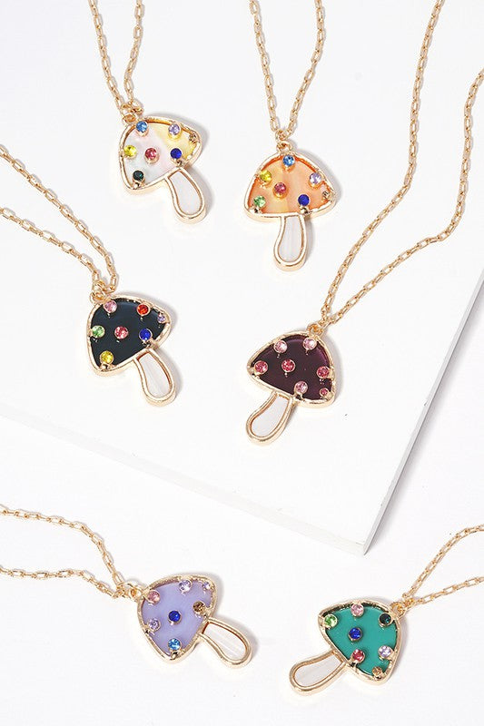 Mushroom Shaped Acetate Short Necklace