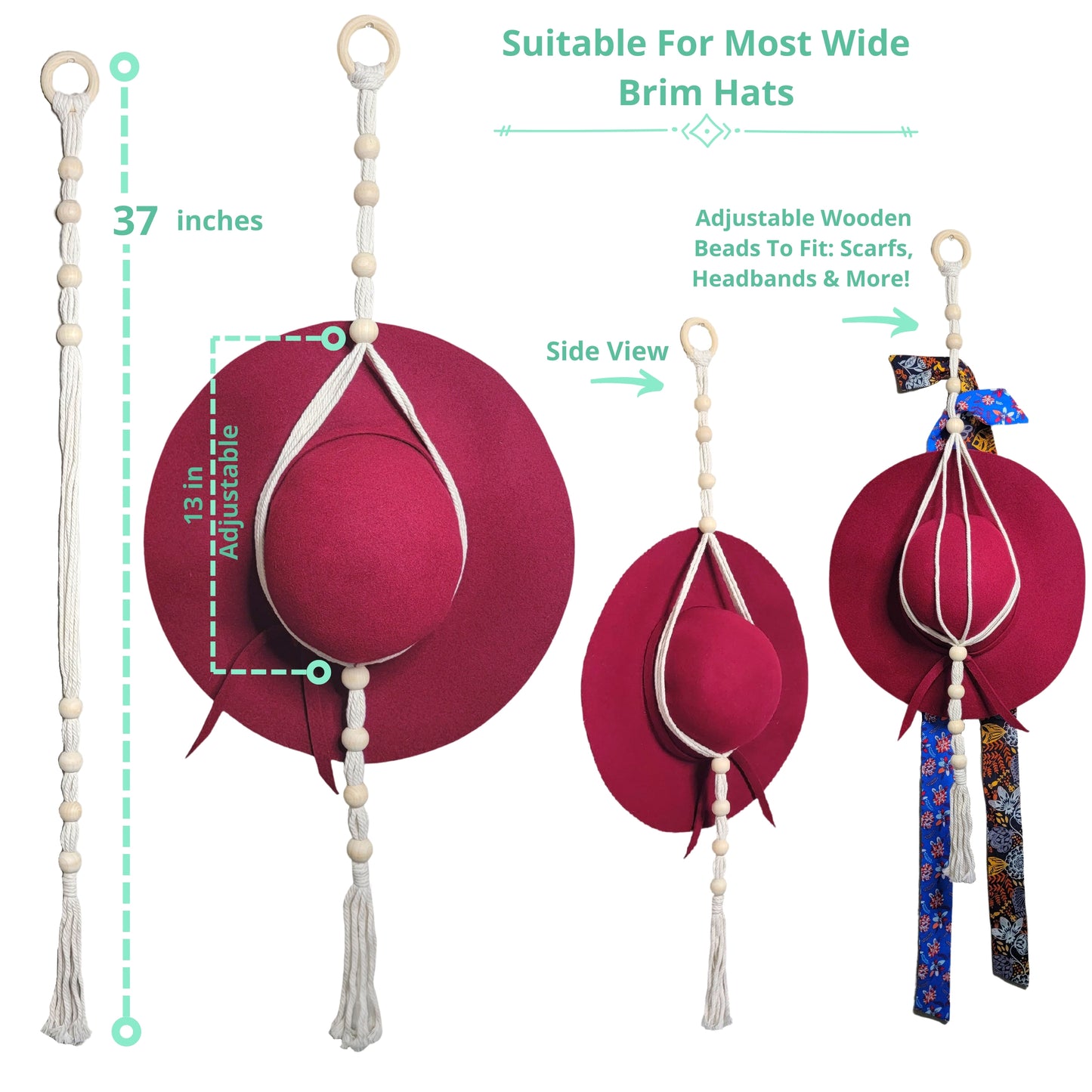 Hat Holder/ Hat Hanger/ Single Tier/ Hat Display/ Wall Decor/ Boho Decor